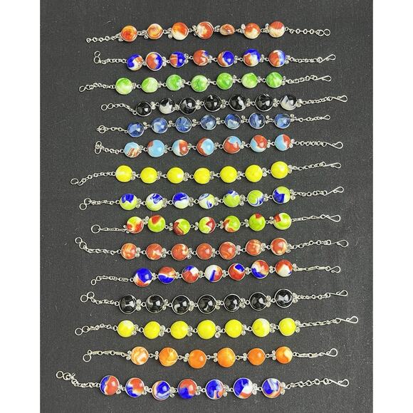 15 Murano Glass & Alpaca Silver Bracelets from Perú Multicolor Wholesale Lot - Picture 1 of 7